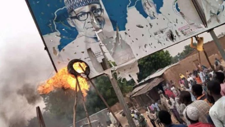 Trouble In Katsina as Protesters Burn Buhari’s Billboard Over Insecurity