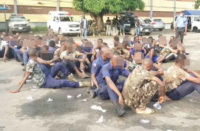 Police raid illegal military training camp in Lagos, arrest 108 suspects