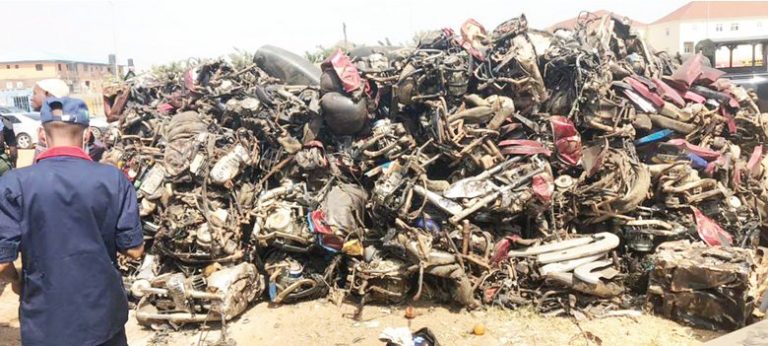 VIO destroys over 1,500 seized motorcycles in Abuja