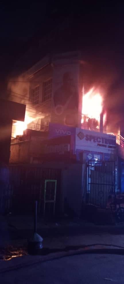 Property worth millions destroyed as fire razes shopping complex at Computer Village in Lagos